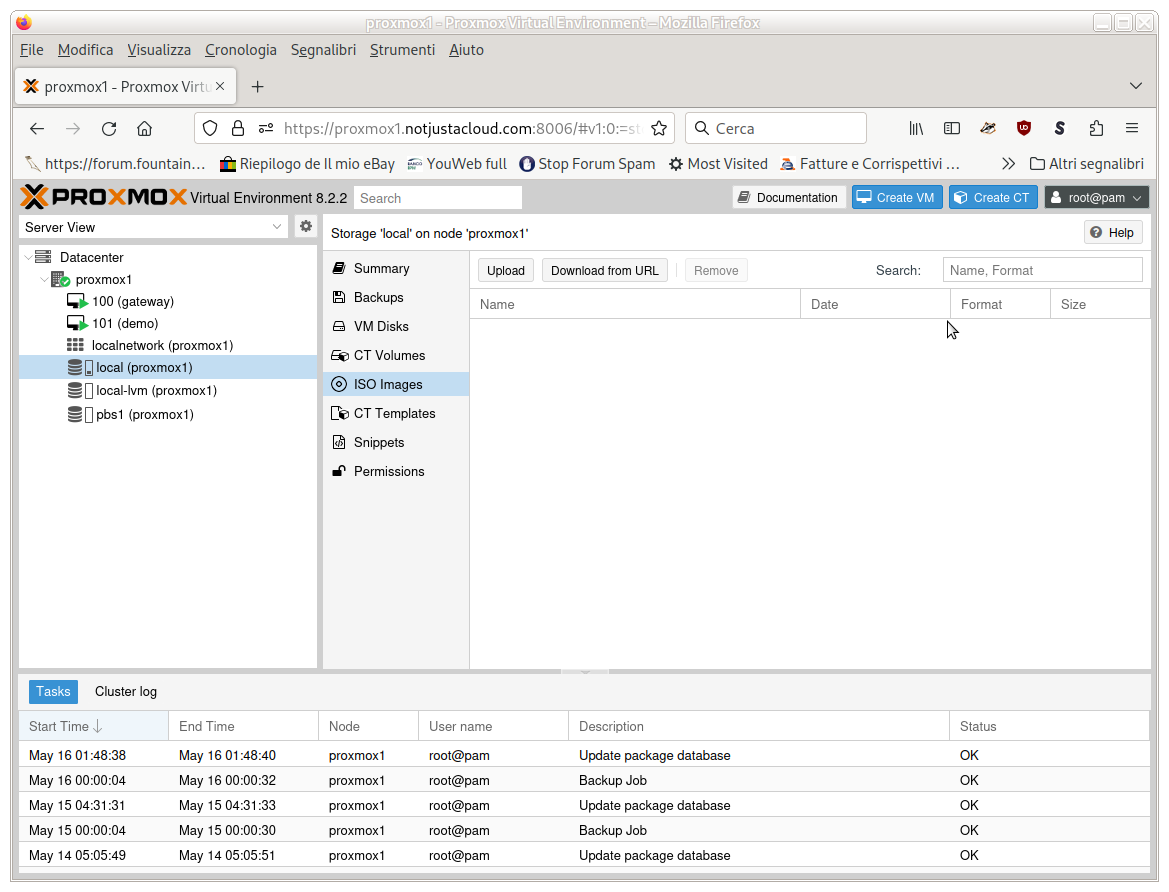 Selezione caricamento immagine ISO su storage local